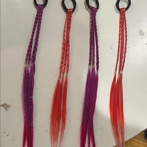 Vibrant Hair Braids for Kids - Purple and Red